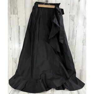 Ann Mashburn Black Wrap Skirt Sz M Silk Wool